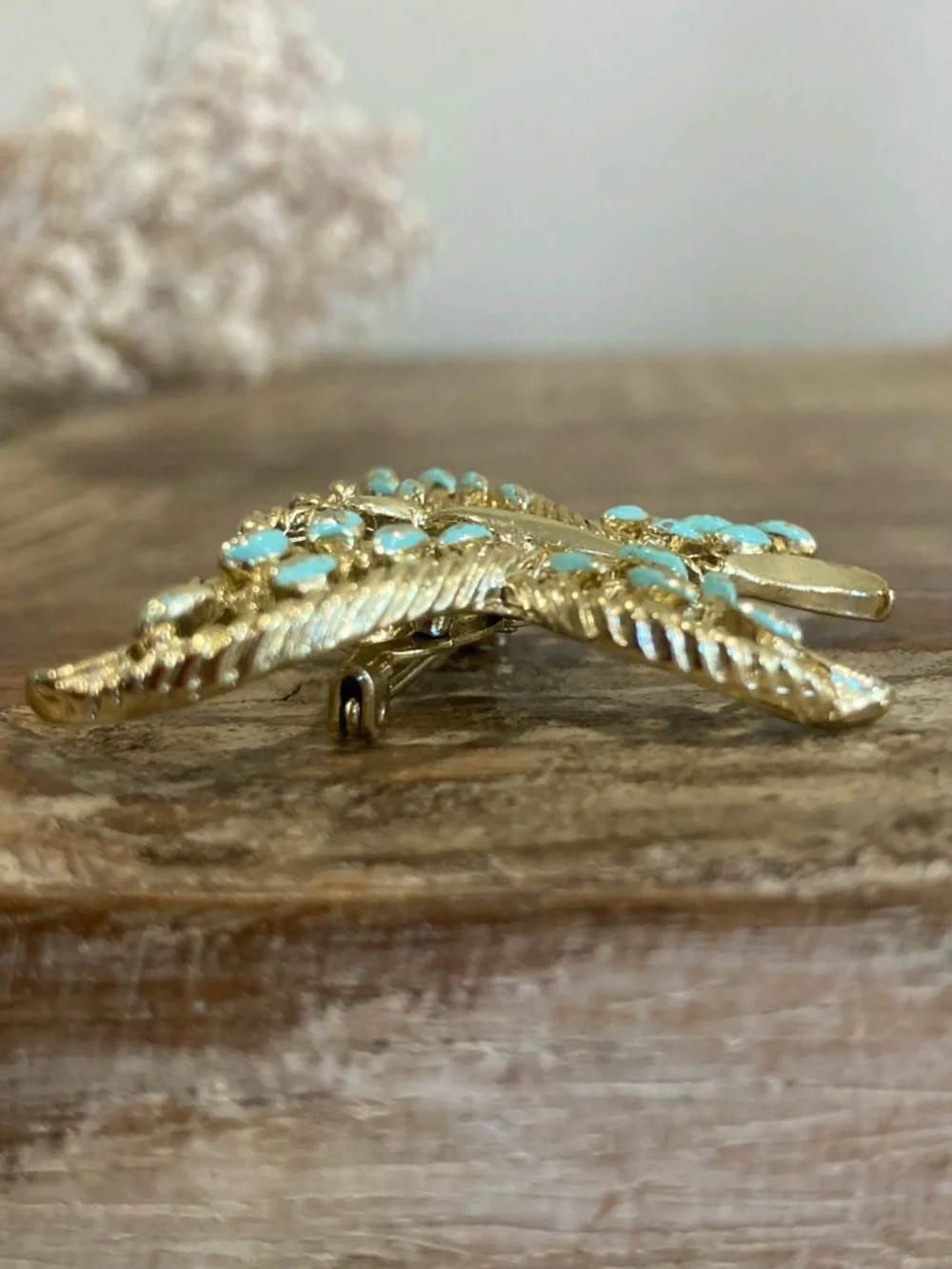 Vintage Gerry’s Gold Tone and Light Turquoise Colored Butterfly Brooch / Pendant